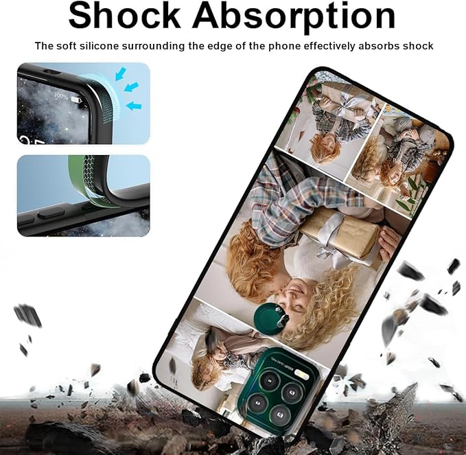 Custom Photo Case for Motorola Moto G Stylus 5G 2021, Create Your Own Picture Collage Phone Case, Soft Drop Protection, Personalized Anti-Scratch TPU Soft Cover, Gifts for Family Friends, Black