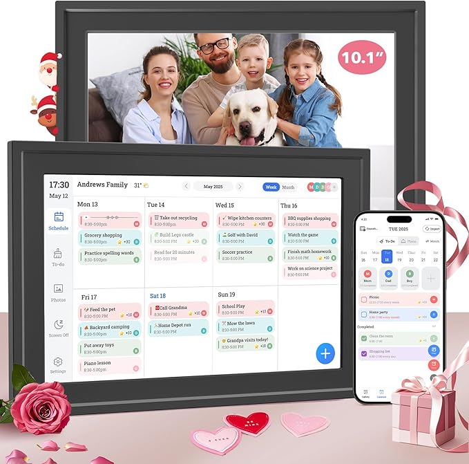 Digital Calendar 10.1IN Electronic Smart Calendars and Chore Chart with Interactive Touch Screen Sync with Phone by App for Family Planner Wall & Desk Mountable Great Gift for Organizing 2026 (Black)