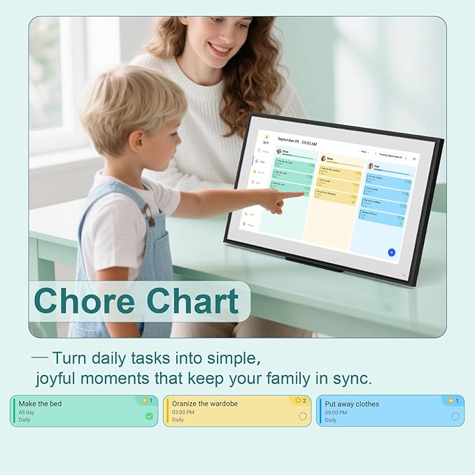Canupdog 15.6 Inch Digital Calendar Wall Planner 2026-2027 – HD Touchscreen Smart Photo Display for Family Schedules, 32GB Electronic Calendar Chore Chart + To-do List, Gifts for Women Mom