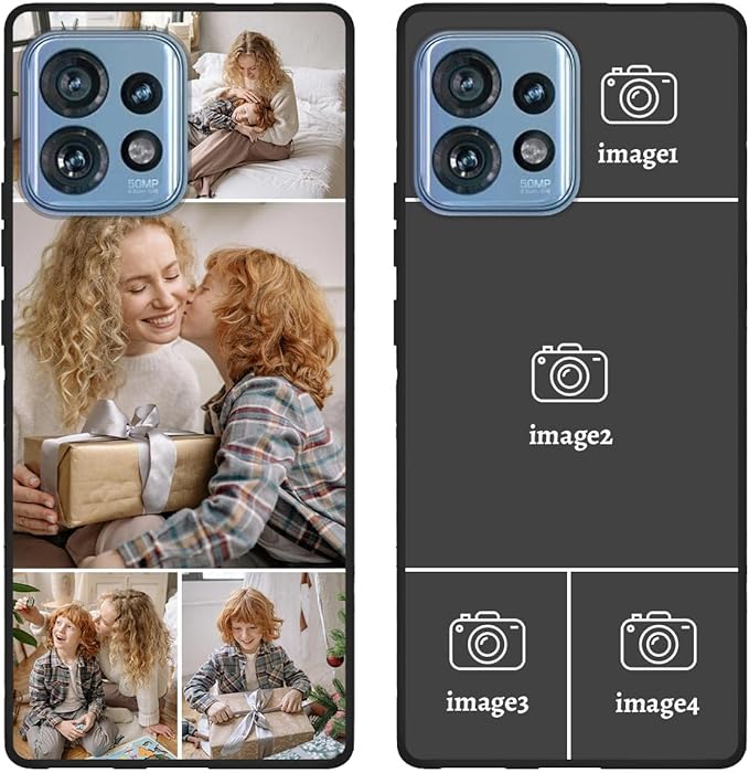 Custom Photo Case for Motorola Moto Edge Plus/Edge+ 2023, Create Your Own Picture Collage Phone Case, Soft Drop Protection, Personalized Anti-Scratch TPU Soft Cover, Gifts for Family Friends, Black