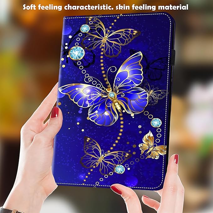 Dteck for Galaxy Tab S6 Lite (10.4") Tablet Case 2024/2022/2020 (SM-P620/P610), PU Leather Slim Folio Case with Adjustable Stand, Lightweight Protective Cute Cover with Stylus Pen Loop (A Butterfly)