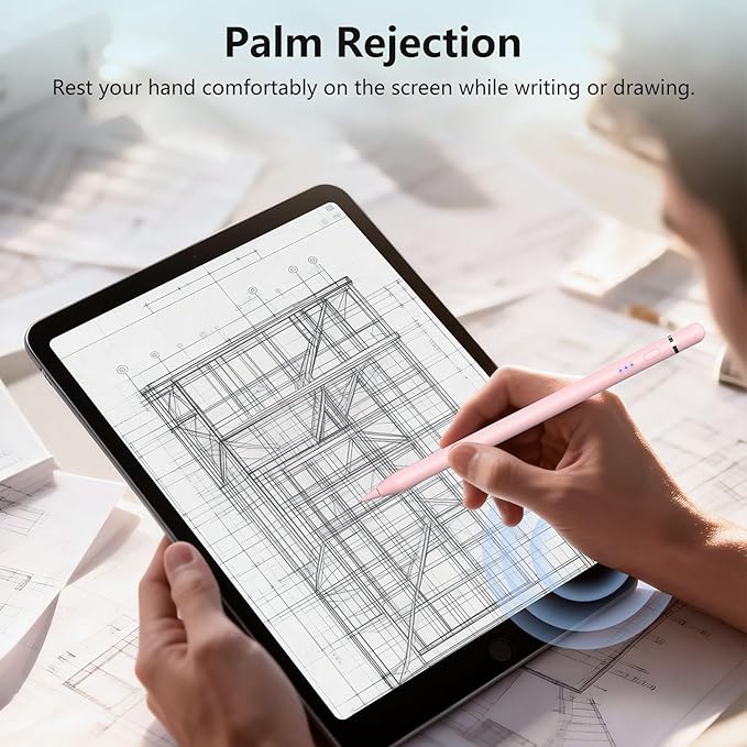 iPad Pencil 1st Generation for iPad, Stylus Pen for Apple Pencil 2nd Generation with Magnetic Charging Tilt Sensitivity& Palm Rejection, Pencil for iPad Pro 11/12.9/13, Air, Mini Pink
