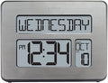 La Crosse Technology C86279 Atomic Full Calendar Clock with Extra Large Digits, Grey, 11.25 in. x 2.10 in. x 12.00 in.