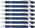 Express Pencils Rainbow Rubberized Soft Touch Ballpoint Pen with Stylus Tip is a stylish, premium metal pen, black ink, medium point. Box of 7 (DARK BLUE)