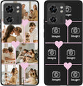 Personalized Photo Case for Motorola Moto Edge 2023 6.6 inch, Thin Slim Soft Rubber Black Phone Cover, Custom Picture Collage Pink Heart Cute Case for Women Girl, Gift for Birthday Anniversary