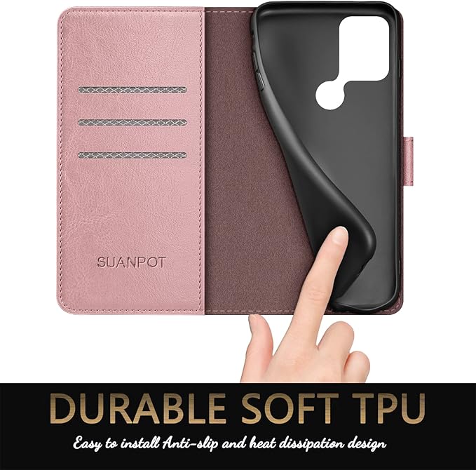 SUANPOT 【RFID Blocking for Motorola Moto G Stylus 5G (Non 2022) with Wallet case Credit Card Holder,PU Leather Flip Folio Book Phone case Cover Women Men for MotoG Stylus 5G case(Rose Gold)