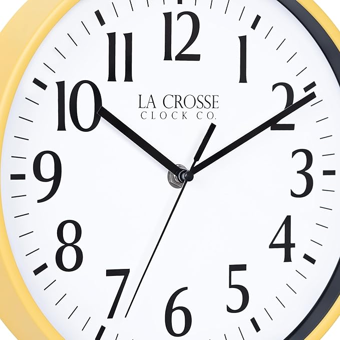 La Crosse Clock 404-3025Y 10 Inch Yellow Basics Analog Quartz Wall Clock