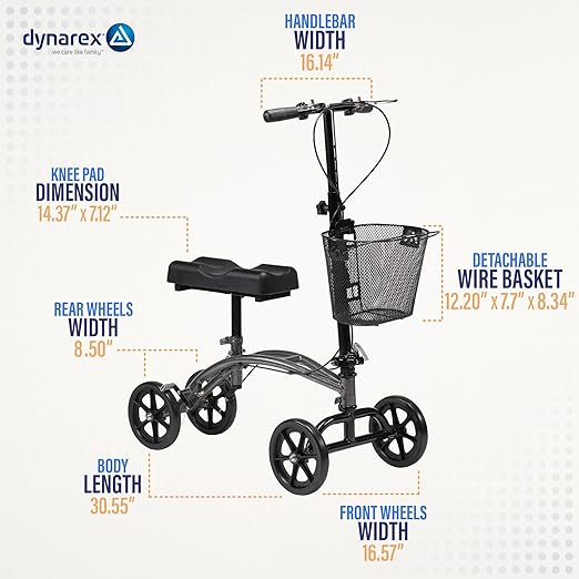 Dynarex Steerable Knee Walker with Basket