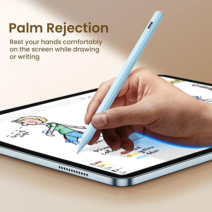 Hastraith Stylus Pen for iPad(2018-2026)-13 Mins Fast Charge with Tilt Sensitivity & Palm Rejection for iPad 11/10/9/8/7/6th Gen, Air 5/4/3/M4/M3/M2, Pro 13"/12.9"/11"/M4, Mini 7/6/5th, Blue