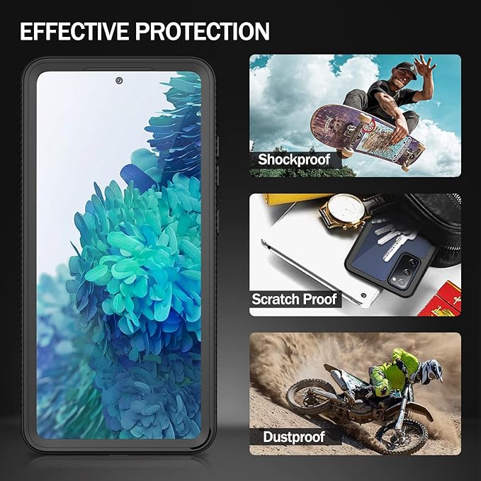 wahhle Compatible with Samsung Galaxy S20 FE 5G Case, Built in Screen Protector Full Body Shockproof Slim Fit Bumper Protective Phone Cover for Samsung S20 FE 5G Men Women-Black/Clear