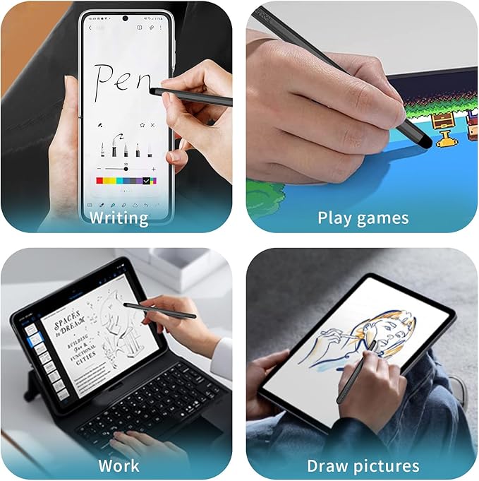 Stylus Pens with Pen Slot for Touch Screens, High Precision Capacitive Universal Stylus for iPad iPhone Tablets Samsung Galaxy All Touch Screen Devices (Black-Long)