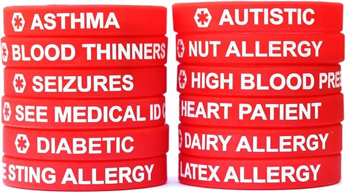 2 Pack of Medical Alert Wristband Bracelets in 12 Options