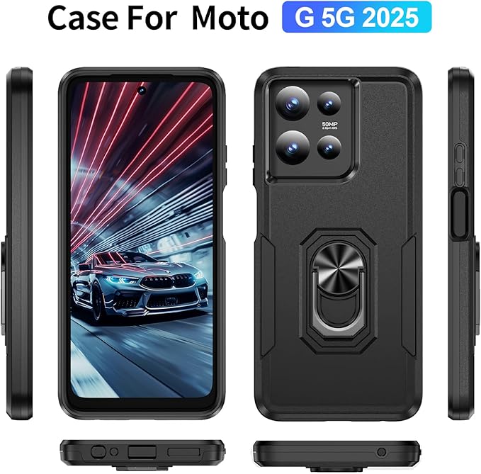 for Moto G 2026/2025 Case, Moto G Play 2026 Case [15 FT Military Grade Drop Protection] with 2X Tempered Glass Screen Protector, Shockproof Phone Case for Moto G 2026/2025 Black