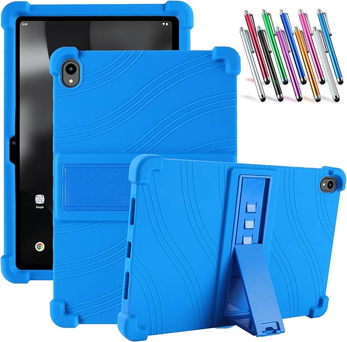 Case for onn. 11" Tablet Pro (2024 Model) - Soft Slim Lightweight Protective Silicone Stand Cover Case + 1 Random Color Stylus (Blue)