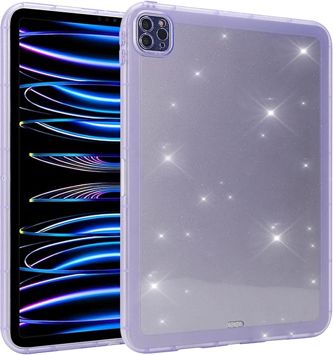 Dteck for iPad Pro 11 Inch M4/M5 (2024/2025 Release) Translucent Tablet Case, Stylish Shimmer Design, Ultra Slim Thin Lightweight, Soft TPU Scratch Resistant Shockproof Protective Cover Shell, Purple