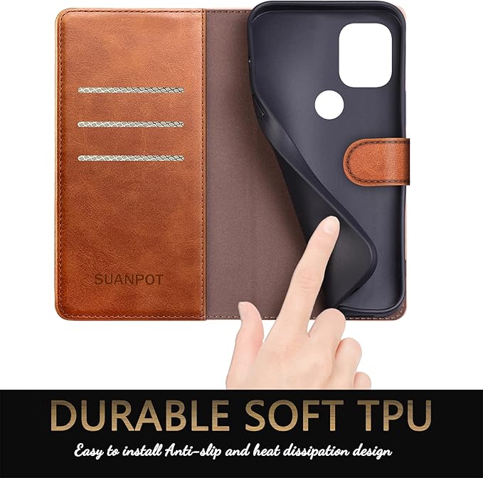 SUANPOT [RFID Blocking for Motorola Moto G Stylus 5G(Non 2022) with Wallet case Credit Card Holder,Flip Book PU Leather Shockproof Cover Cellphone Women Men for Stylus 5G Phone case(Light Brown)