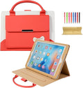 Dteck for iPad Air 13" M2/M3/M4, Pro 13" M4/M5, Pro 12.9" 3rd/4h/5th/6th Gen Smart Folio Case with Auto Sleep Wake, Stand, Handle, Pocket, Handbag Style PU Leather Protective Cute Bowknot Cover, Red