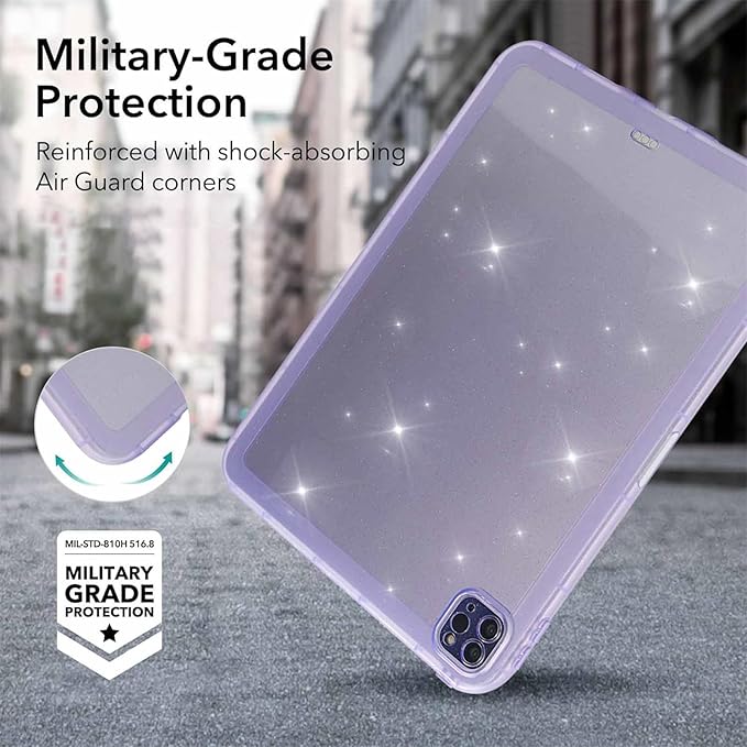 Dteck for iPad Pro 11 Inch M4/M5 (2024/2025 Release) Translucent Tablet Case, Stylish Shimmer Design, Ultra Slim Thin Lightweight, Soft TPU Scratch Resistant Shockproof Protective Cover Shell, Purple