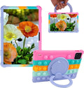 Silicone Tablet Case 360 Rotating Kickstand/Handle and Shoulder Strap Stylus Pen Lightweight Soft Cover Compatible with Xiaomi Pad 7/7 Pro 11.2 inch Rainbow