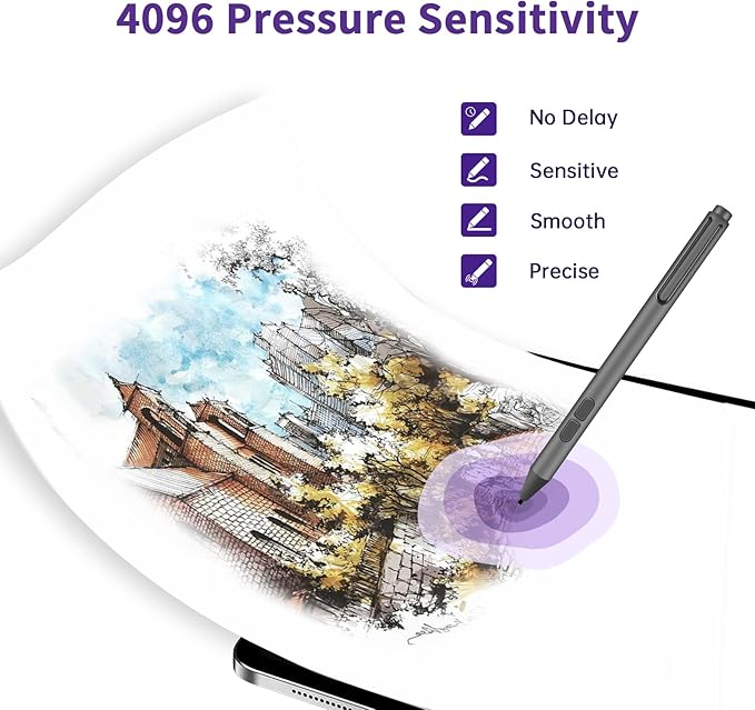 Uogic Pen for Microsoft Surface, 4096 Pressure Sensitivity Palm Rejection Stylus, for Surface Pro (6th/7th/7+/8th/9th/10th/X Gen), Surface Go (1st/2nd/3rd Gen), Surface Book (1st/2nd/3rd Gen)