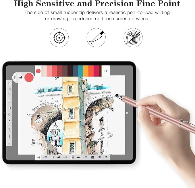 Pink Stylus Touch Screen Pen Compatible with iPad Pro 11,13 (2025) / iPad Air 11,13 (2026) - Fiber Tip Aluminum Lightweight
