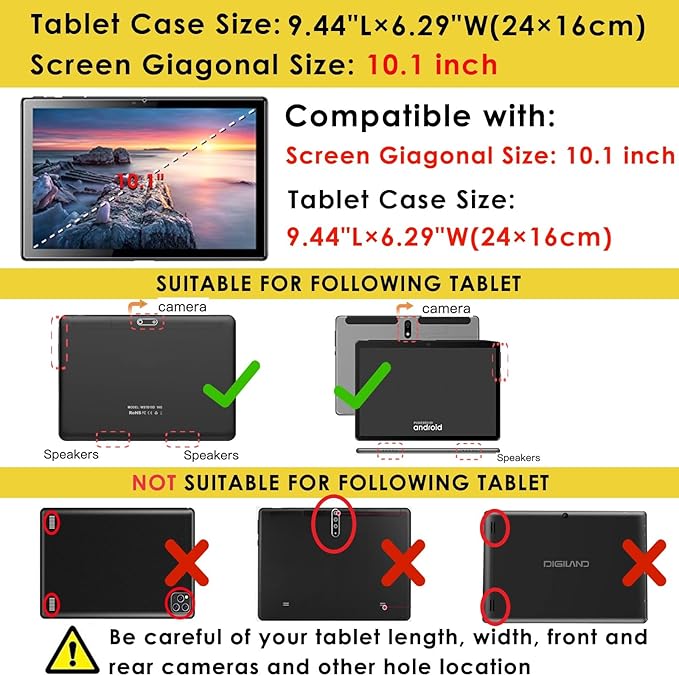 DETUOSI Feonal 10 inch Silicone Case with Shoulder Strap & Stylus Pen, Multi-Angle Stand Tablet Case, Soft Lightweight Cover for Winsing MTK 10 inch Tablet, ANTEMPER Touch, Orange Pink & Blue