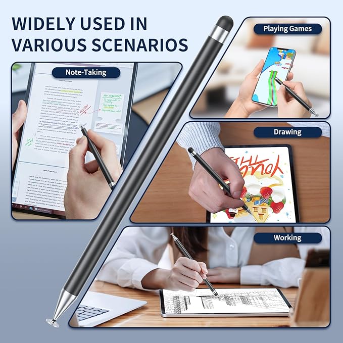 Stylus Pen for Touchscreen, 6 PCS Stylus 2-in-1 High Precision and Sensitivity, Suitable for iPad/iPhone/Samsung/Android Smartphone and Tablets, Compatible with Capacitive Touch Screen (Red)
