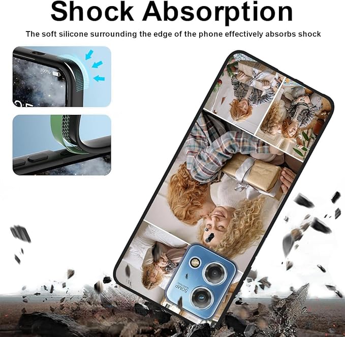 Custom Photo Case for Motorola Moto G Stylus 2023, Create Your Own Picture Collage Phone Case, Soft Drop Protection, Personalized Anti-Scratch TPU Soft Cover, Gifts for Family Friends, Black