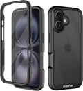 wahhle Compatible with iPhone 16 Plus Case, Built in Screen Protector Full Body Shockproof Slim Fit Bumper Protective Phone Cover 6.7'' Men Women-Black/Clear