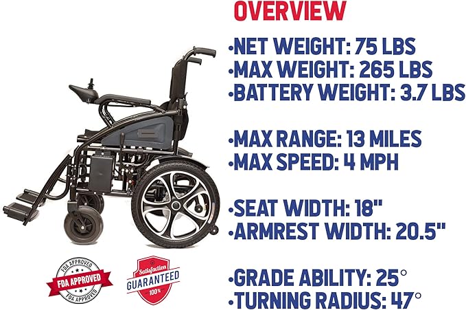Artemis All Terrain Electric Wheelchair Heavy Duty, Foldable Electric Wheelchairs for Adults, Power Wheelchairs for Seniors (Black)