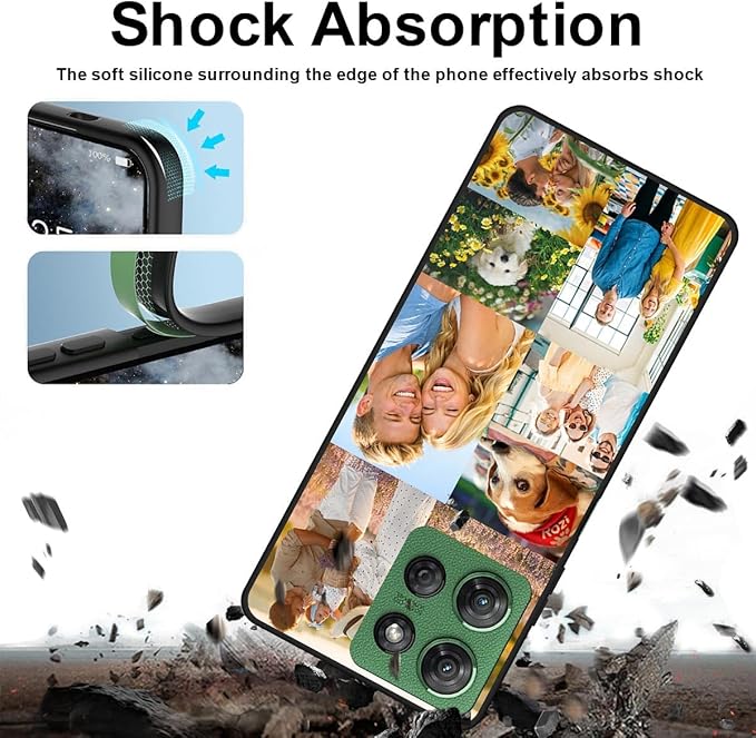 Custom Personalized Case for Motorola Moto G 5G 2026 6.7 inch, Customized Multiple Photos Collage Text Phone Cover, Full Body Shockproof Soft Silicone Case, Anti-Scratch, Wireless Charging, Black