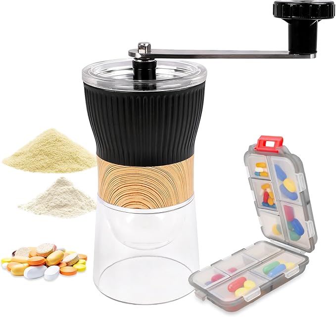 Portable Pill Crusher, Grinder to Fine Powder for Elderly, Crushes Multiple Pills, Small and Large Tablets,Great for Feeding Tube, Pets, with Pill Organizer Dispenser, Ideal for Travel