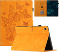 Dteck for Galaxy Tab S6 Lite (10.4") Tablet Case 2024/2022/2020 (SM-P620/P610), PU Leather Slim Folio Case with Auto Sleep Wake/Adjustable Stand, Lightweight Cute Butterfly Cover with Stylus (Yellow)