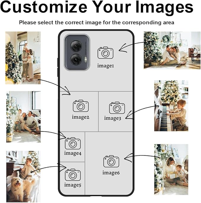 Design Your Own Case for Motorola Moto G Power 5G 2024, Custom Personalized Photo Collage Text Cover, Customized Picture Shockproof Protective Soft Slim Silicone Case, Gift for Birthday, Black