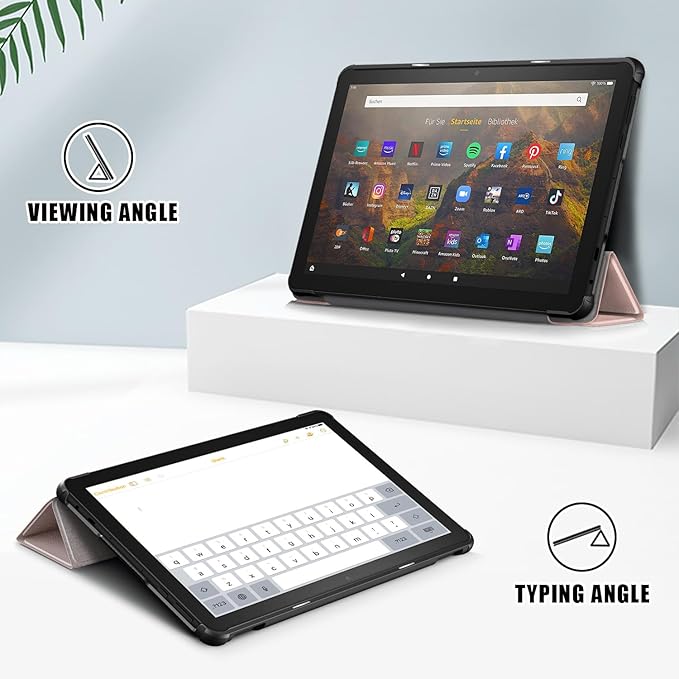 Case for Amazon Fire HD 10 Tablet 10.1" Inch Display (13th Generation, 2023 Released) - Lightweight Tri-fold Stand Cover Case + 1 Screen Protector and 1 Stylus (Pink Marble)