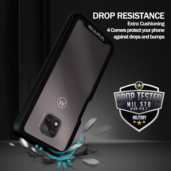 wahhle Compatible with Moto G Power 2021 Case, Built in Screen Protector Full Body Shockproof Slim Fit Bumper Protective Phone Cover for Motorola G Power 2021 Men Women-Black/Clear