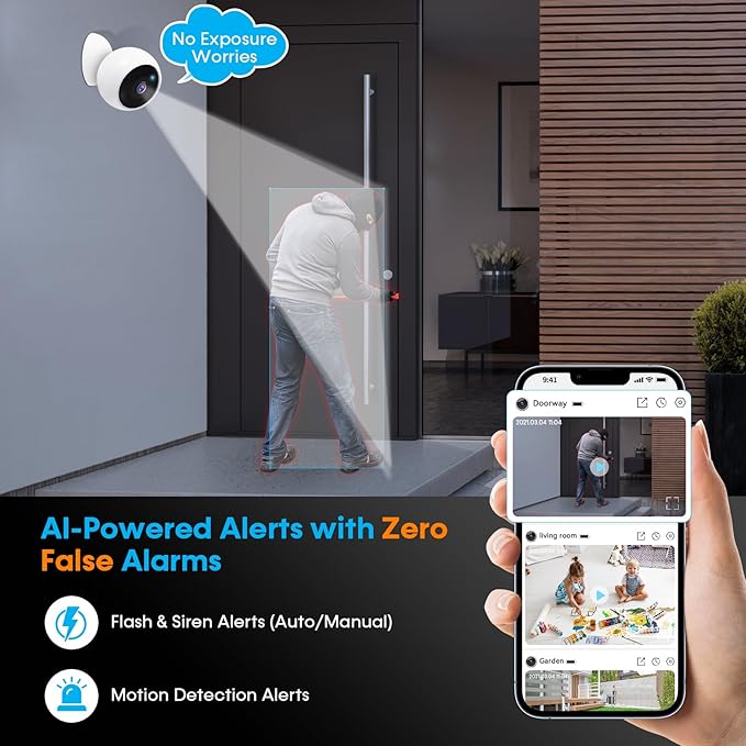 AMTIFO Security Cameras Wireless Outdoor 4-Pack 2K WiFi Indoor Smart Magnetic