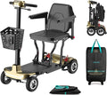 Mobility Scooter for Adults, Seniors - 37.5 lbs Ultra Lightweight Folding Mobility Scooters for Seniors Airport Approved, All Terrain 4 Wheel Motorized Scooter with Storage Bag for Travel, Gold