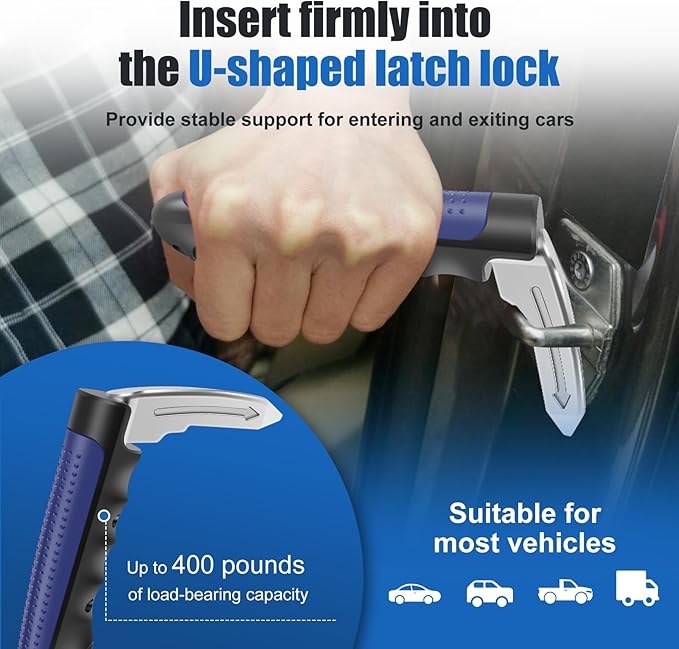 2Pcs Car Door Handle for Elderly, Portable Vehicle Support Handle, 3 in 1 Aluminium Car Handle Assist, Easy to Carry Space Saving Car Handle for Seniors and Handicapped