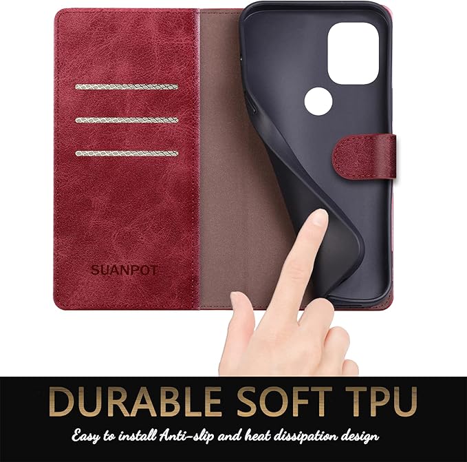 SUANPOT [RFID Blocking for Motorola Moto G Stylus 5G(Non 2022) with Wallet case Credit Card Holder,Flip Book PU Leather Shockproof Cover Cellphone Women Men for Moto G Stylus 5G Phone case(Red)