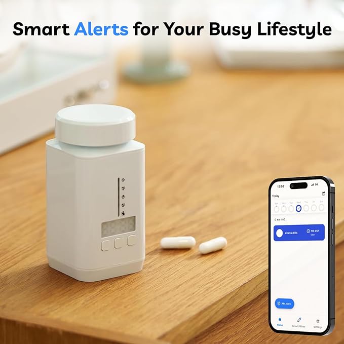 DEFI Smart Bluetooth Pill Organizer Travel Medication Daily Pill Case Sound Light Reminder