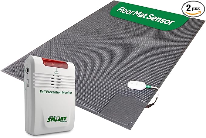 Smart Caregiver Cordless Monitor with Cordless Floor Mat 24x36 Inch Gray for Seniors