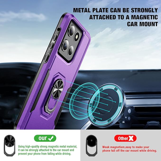 for Motorola Moto G Stylus 2026/2025 Case [15 FT Military Grade Drop Protection] with 2X Tempered Glass Screen Protector, Heavy-Duty Shockproof Magnetic Kickstand Case Purple