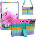 Silicone Tablet Case with Stand/Shoulder Strap/Stylus Pen Compatible with Blackview Tab 90 WiFi,SVITOO P11,Suicoey P80,DOOGEE U11 Pro/T30SE,ApoloSign EP1095T 11" Rainbow