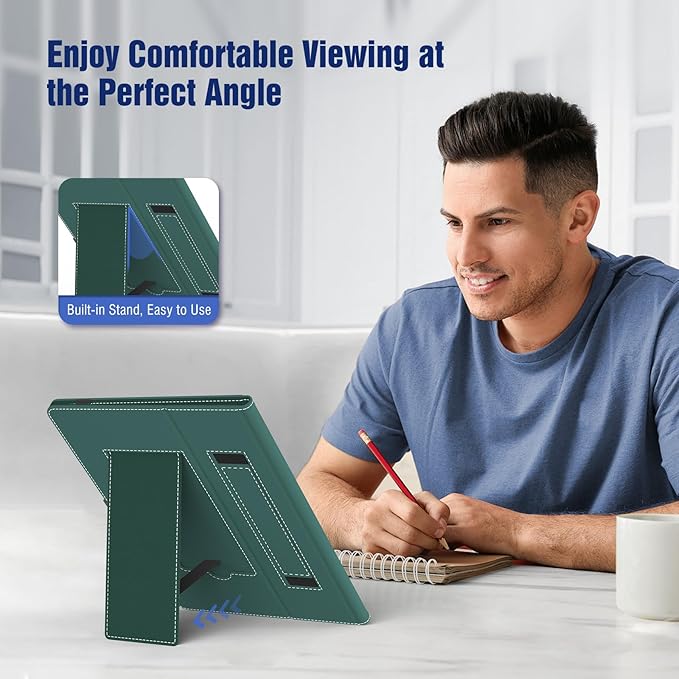 TiMOVO Universal Case for 10.1 Inch Android Tablet with Pen Loop, Lightweight Folding Stand Cover with Hand Strap for All 9.6"-11" Touchscreen Tablet, Midnight Green
