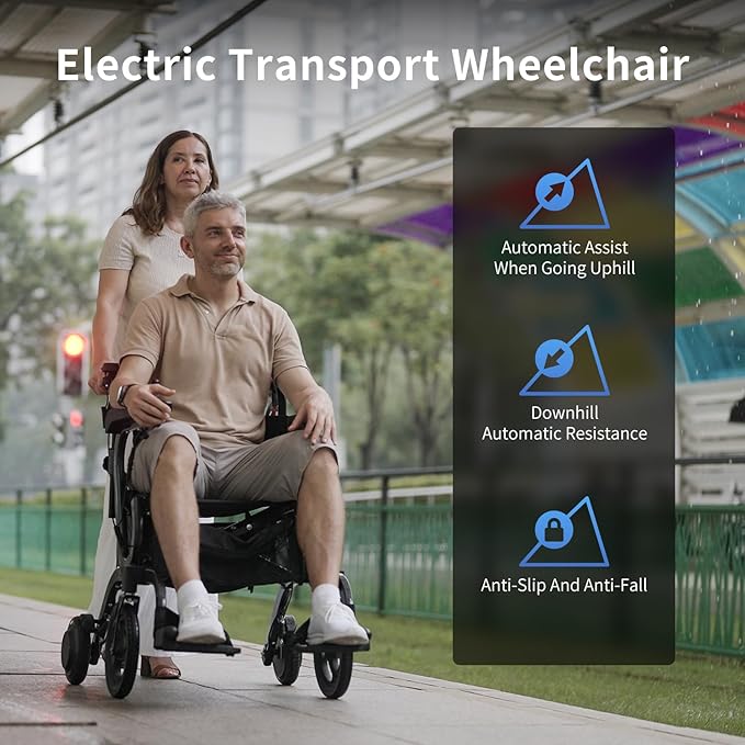 4 in 1 Intelligent Electric Wheelchair,Rollator Walker with Seat, Lightweight Foldable Transport Wheelchair Combo,Detachable Footrests, 10" Wheels for Seniors Adults (1*Battery)