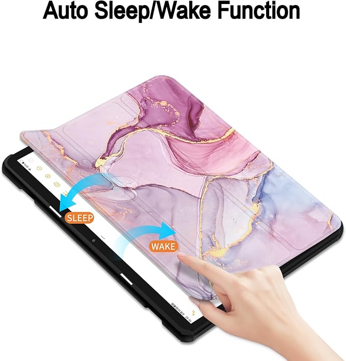 Case for Amazon Fire HD 10 Tablet 10.1" Inch Display (13th Generation, 2023 Released) - Lightweight Tri-fold Stand Cover Case + 1 Screen Protector and 1 Stylus (Pink Marble)