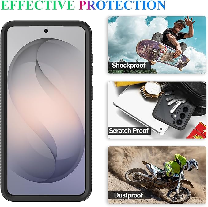 wahhle Compatible with Samsung Galaxy S26 Case, Magnetic Wireless Charging Built in Screen Protector Full Body Shockproof Slim Fit Bumper Protective Phone Cover for S26 - Black/Clear