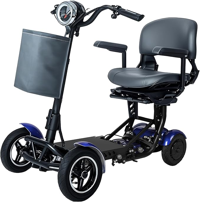 Mobility Scooter for Seniors & Adults – Lightweight Folding 4-Wheel Electric Scooter with Basket, 500W Dual Motor, 11MPH, 30-Mile Range, 3-Speed Modes, Compact Foldable Mobiltiy Scooters