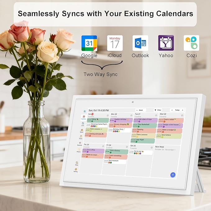 Digital Calendar 10.1 Inch Wall Planner Touch Screen WiFi Smart Electronic Planner with Third-Party Calendar Sync, Chore Tracker, Meal Plan Family Digital Picture Frame Gift for Mom Women